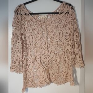 Adiva Elegant Lace Women Top - Dusty Pink Size M #468